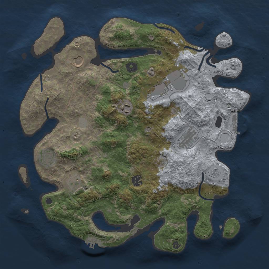 Rust Map: Procedural Map, Size: 3600, Seed: 5039430, 16 Monuments