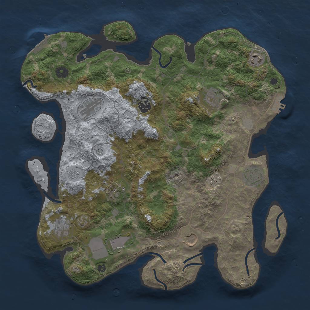 Rust Map: Procedural Map, Size: 3729, Seed: 2707, 19 Monuments