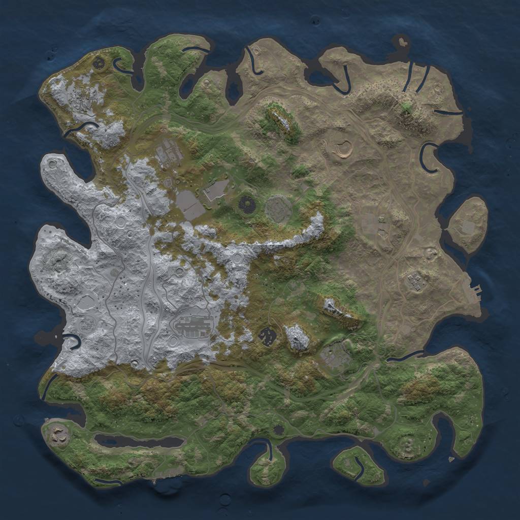 Rust Map: Procedural Map, Size: 4450, Seed: 2044321053, 20 Monuments