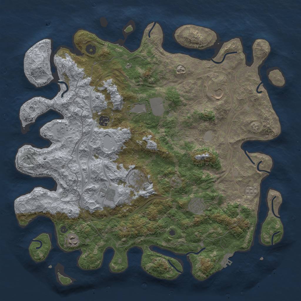 Rust Map: Procedural Map, Size: 4300, Seed: 1325544570, 16 Monuments