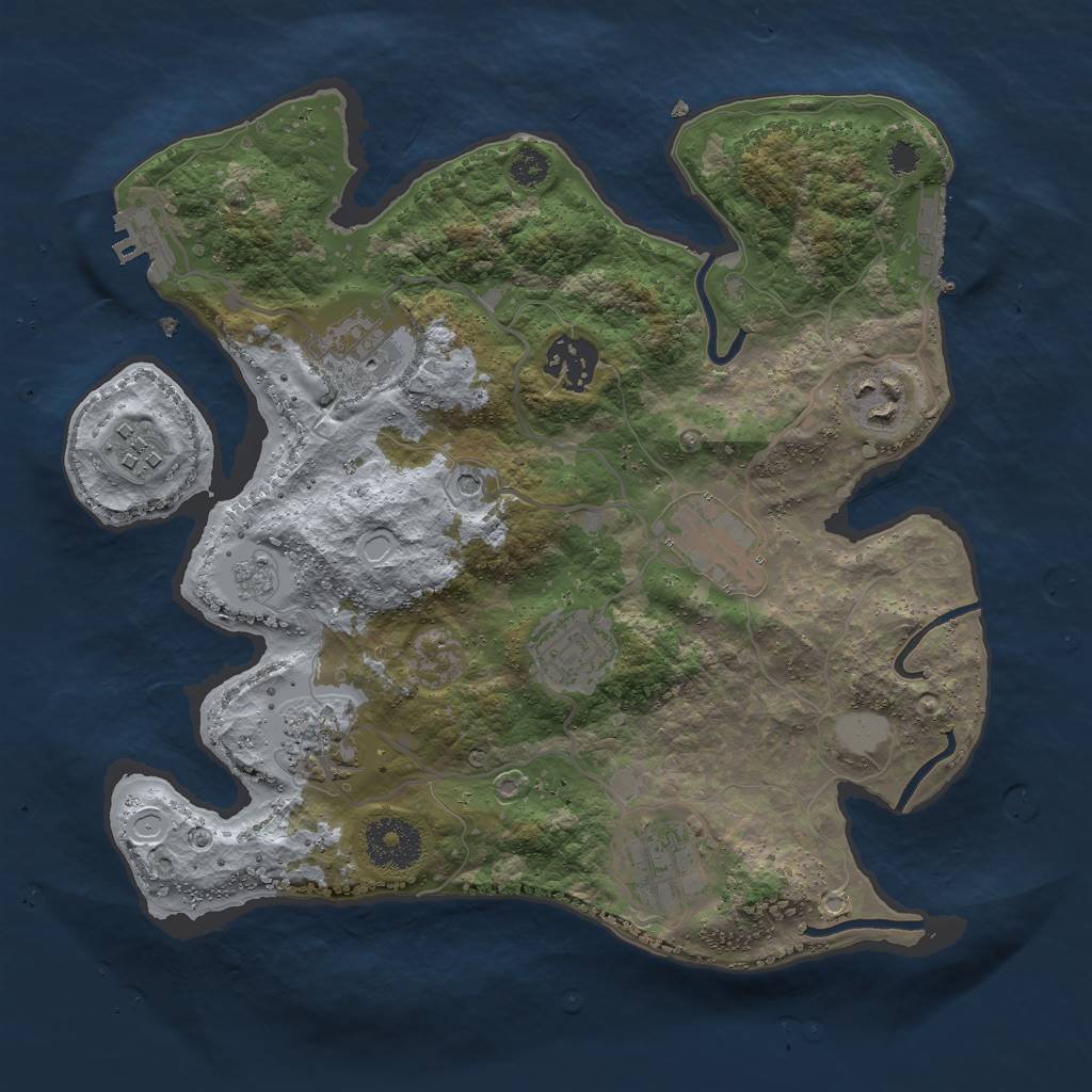 Rust Map: Procedural Map, Size: 3000, Seed: 1691098295, 17 Monuments