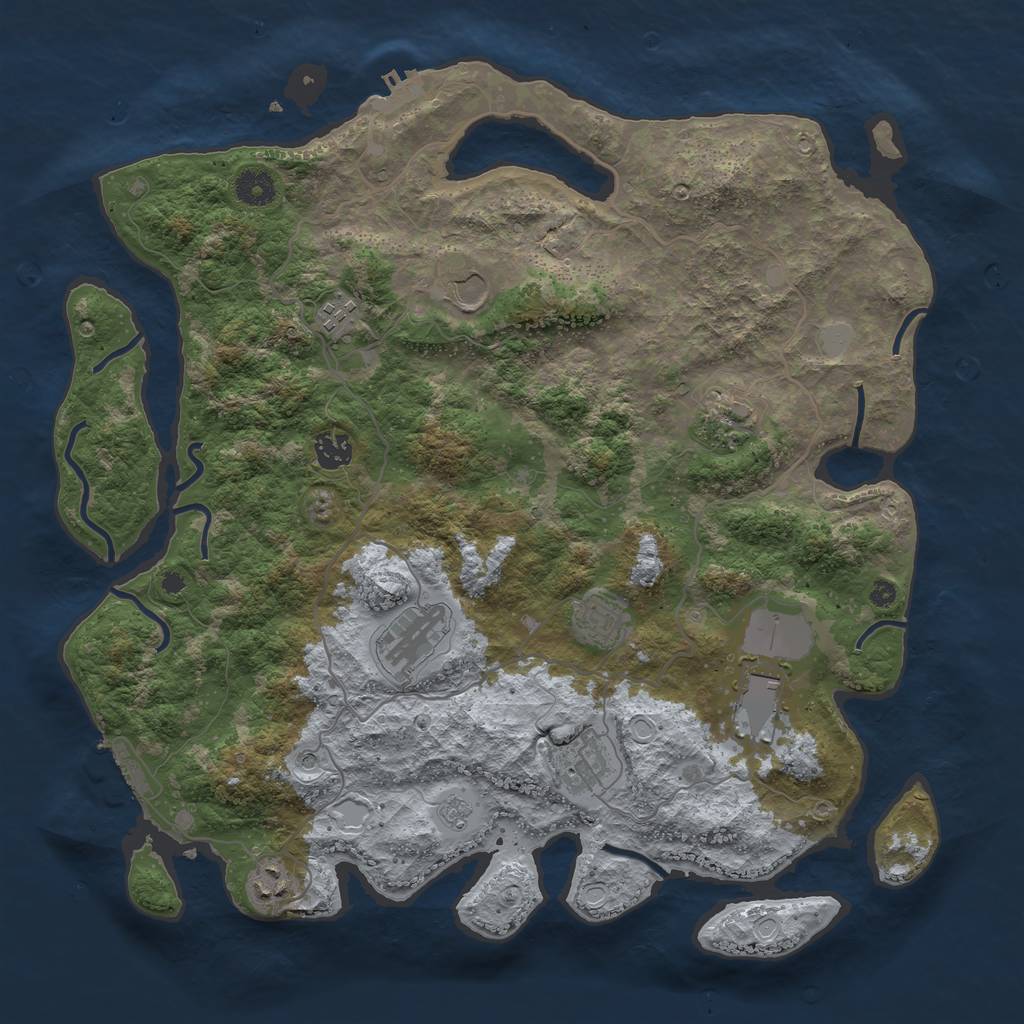 Rust Map: Procedural Map, Size: 4000, Seed: 2057236490, 18 Monuments