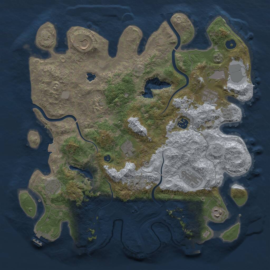 Rust Map: Procedural Map, Size: 4000, Seed: 891304575, 16 Monuments