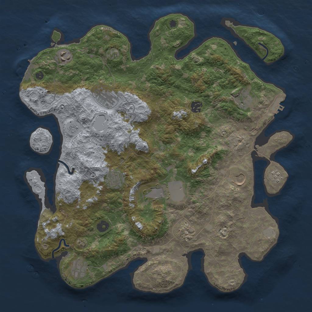 Rust Map: Procedural Map, Size: 3999, Seed: 2707, 19 Monuments