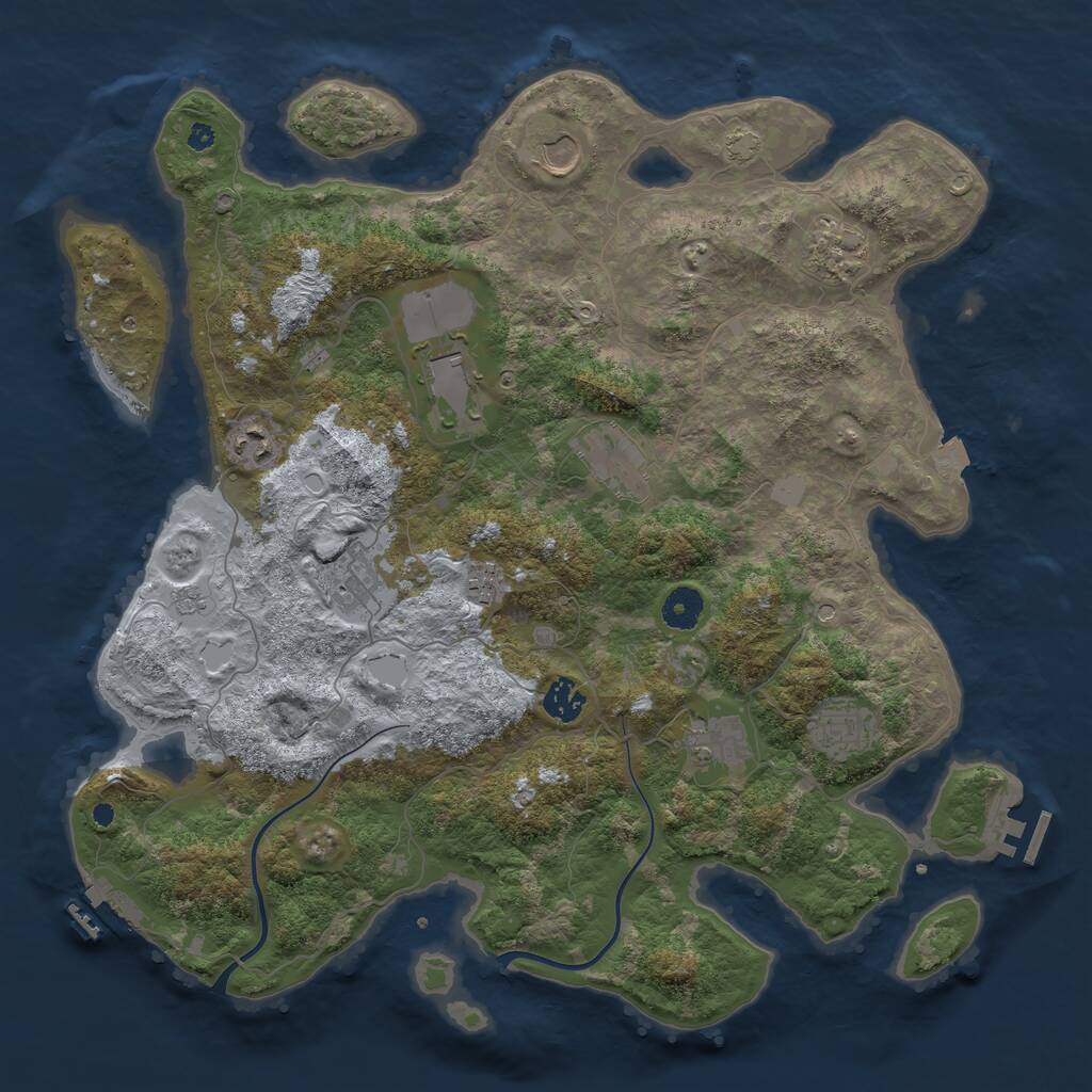 Rust Map: Procedural Map, Size: 3999, Seed: 1984, 16 Monuments