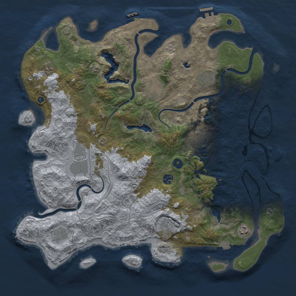 Rust Map: Procedural Map, Size: 4500, Seed: 602, 16 Monuments