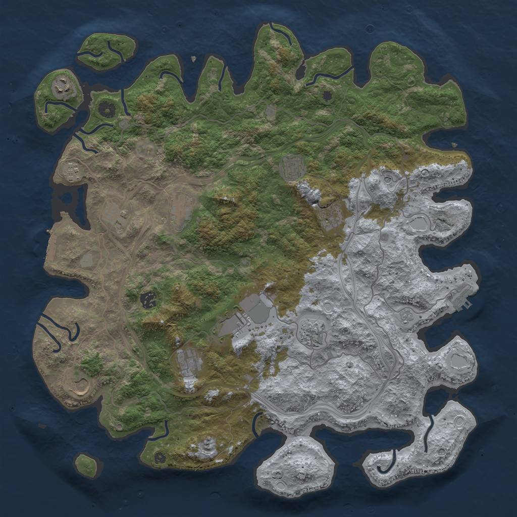 Rust Map: Procedural Map, Size: 4500, Seed: 2525498, 20 Monuments