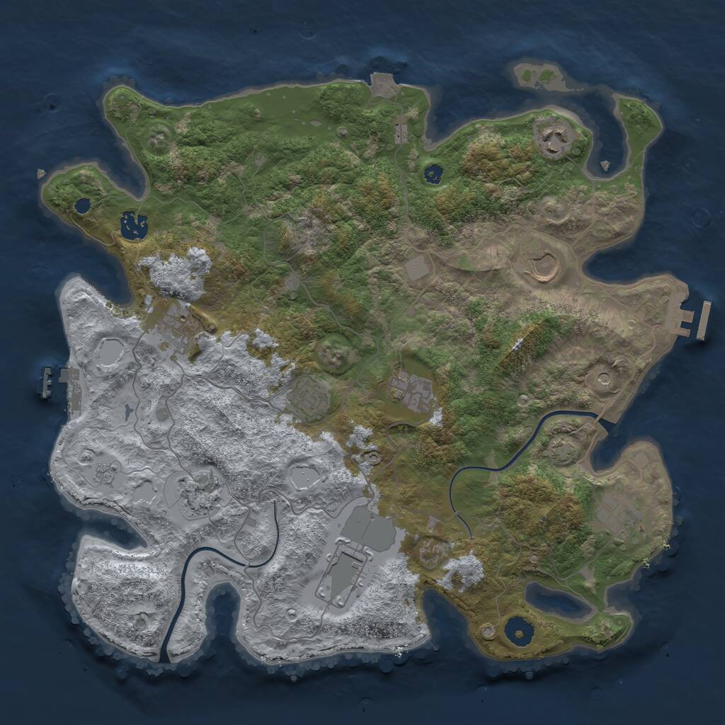 Rust Map: Procedural Map, Size: 3750, Seed: 1669969704, 15 Monuments