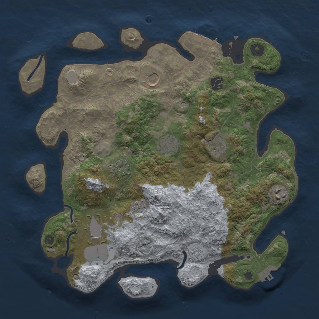 Rust Map: Procedural Map, Size: 3500, Seed: 1849685614, 17 Monuments