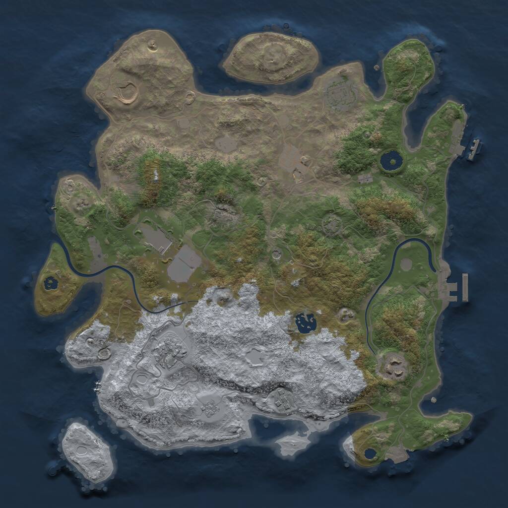 Rust Map: Procedural Map, Size: 3644, Seed: 3760, 14 Monuments