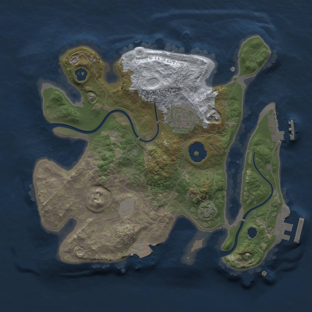 Rust Map: Procedural Map, Size: 2500, Seed: 83673202, 5 Monuments