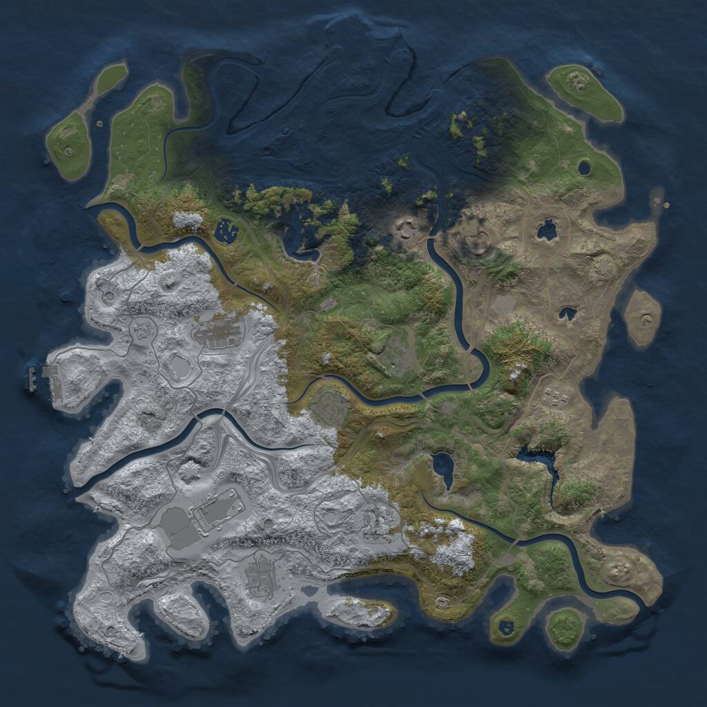 Rust Map: Procedural Map, Size: 4500, Seed: 75423, 16 Monuments