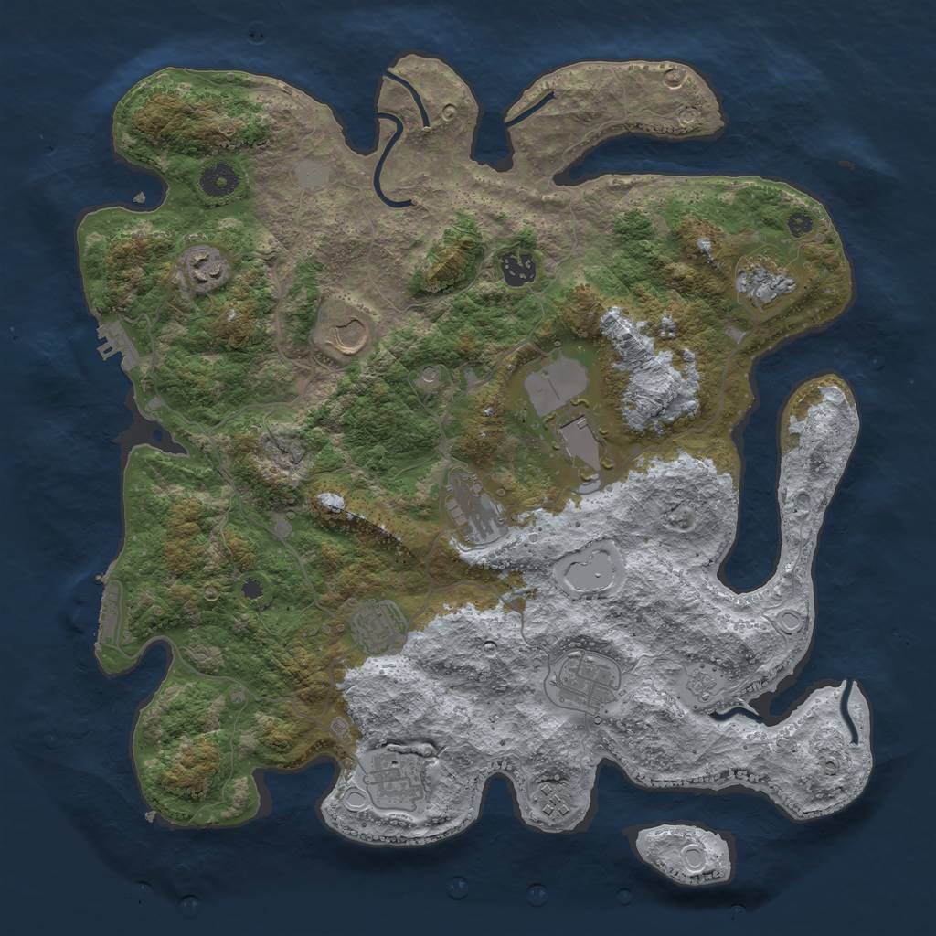 Rust Map: Procedural Map, Size: 3950, Seed: 708784582, 19 Monuments