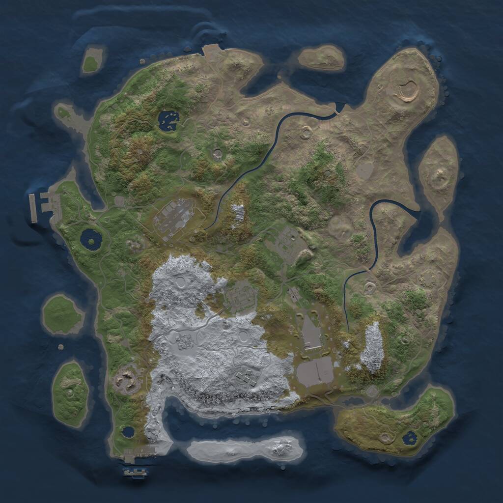 Rust Map: Procedural Map, Size: 3500, Seed: 1245653113, 14 Monuments