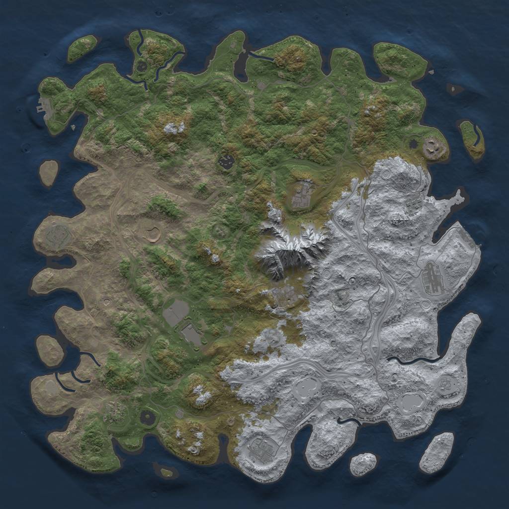 Rust Map: Procedural Map, Size: 5000, Seed: 1764057672, 20 Monuments