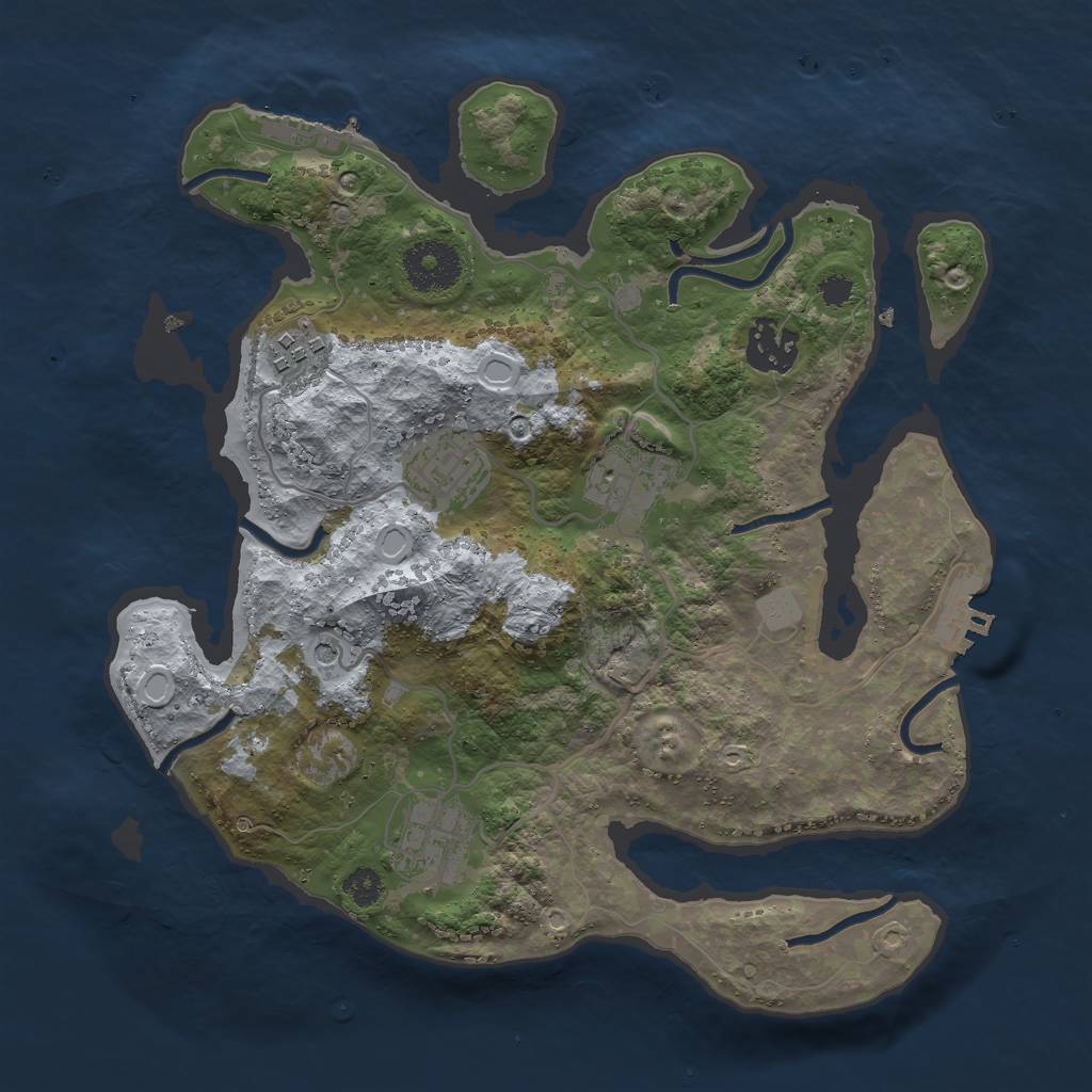 Rust Map: Procedural Map, Size: 3000, Seed: 596547789, 13 Monuments