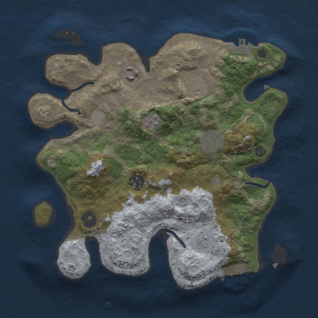 Rust Map: Procedural Map, Size: 3000, Seed: 1086552817, 14 Monuments