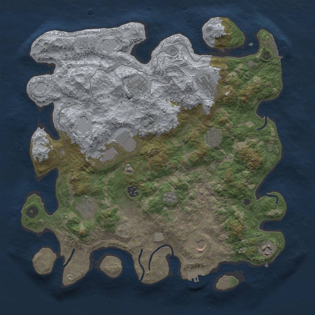 Rust Map: Procedural Map, Size: 4003, Seed: 14000, 18 Monuments