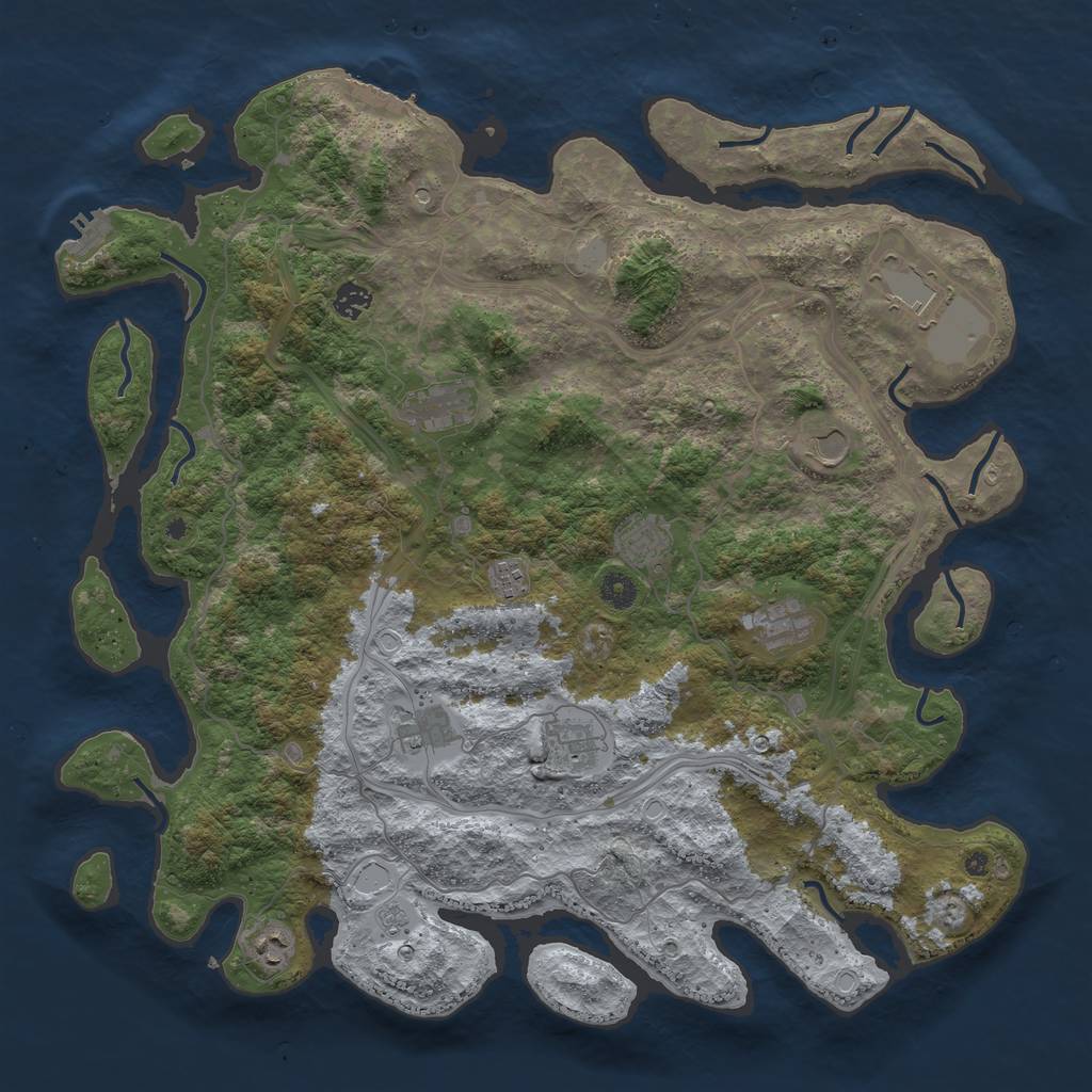 Rust Map: Procedural Map, Size: 4500, Seed: 688978354, 19 Monuments