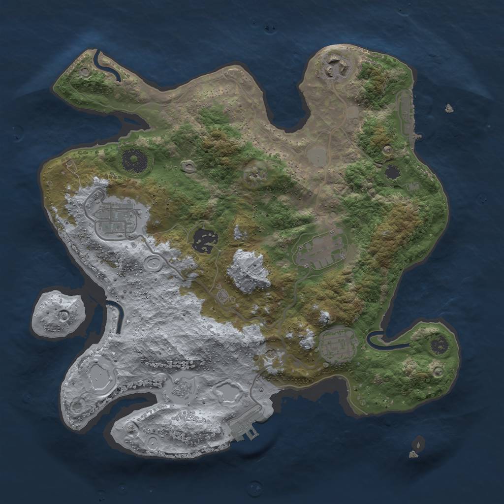 Rust Map: Procedural Map, Size: 3000, Seed: 2447158, 14 Monuments