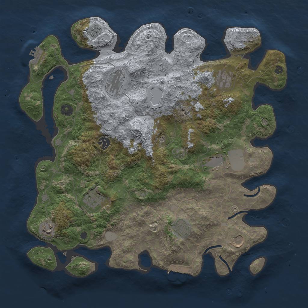 Rust Map: Procedural Map, Size: 3800, Seed: 411809770, 18 Monuments