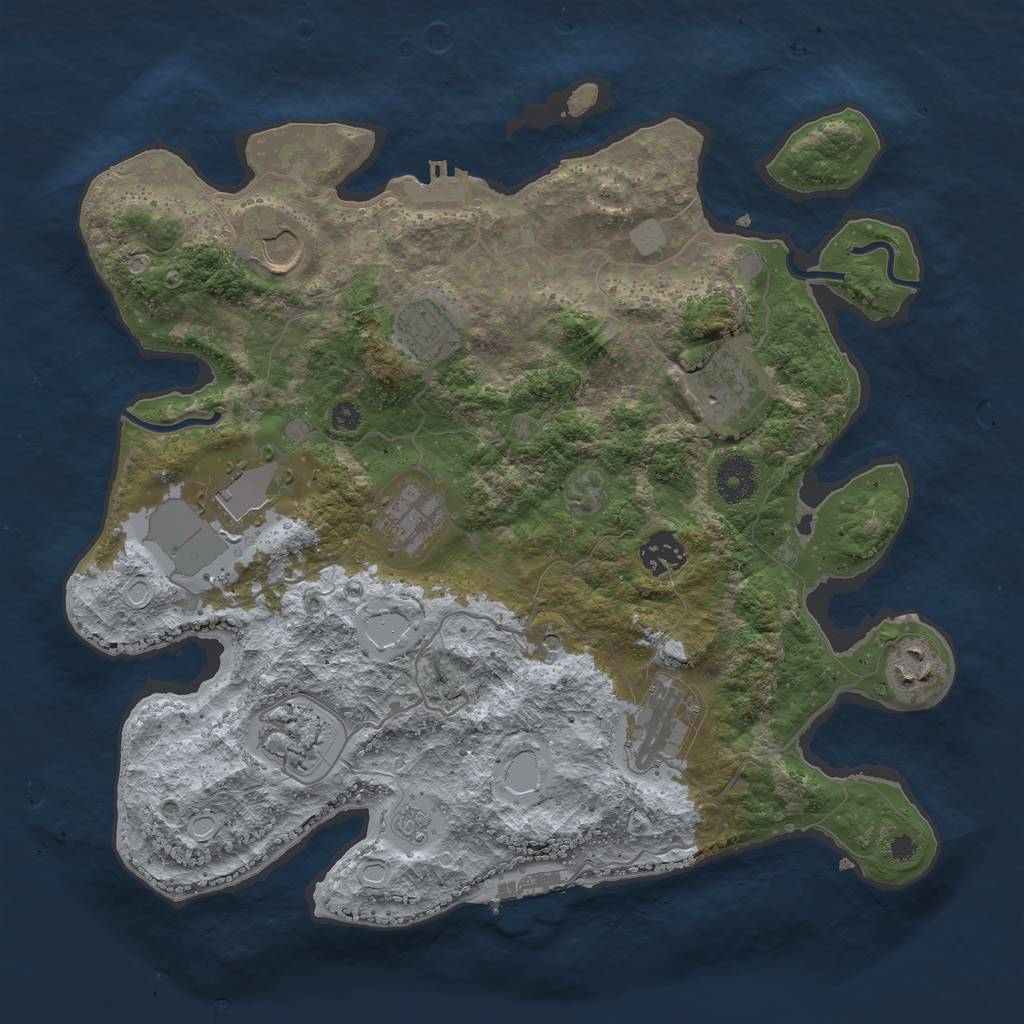 Rust Map: Procedural Map, Size: 3500, Seed: 182692430, 18 Monuments