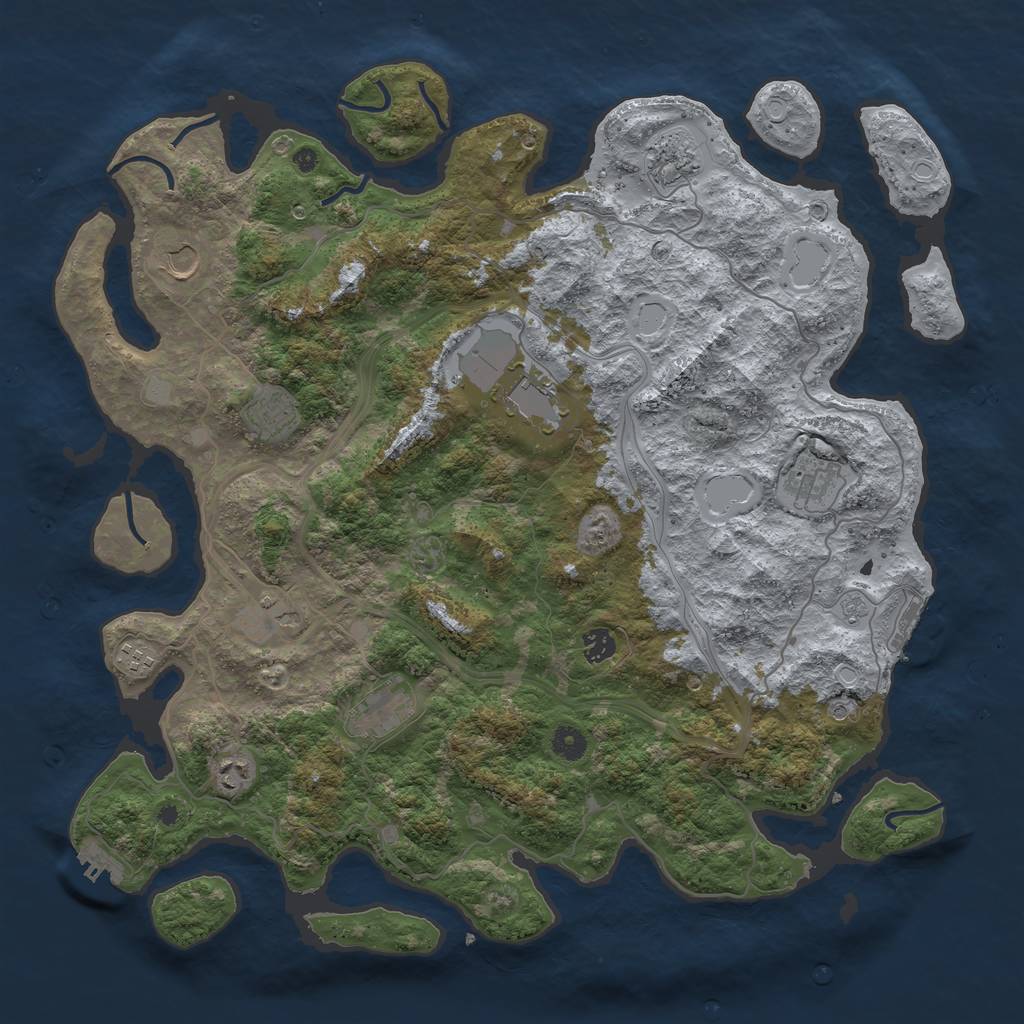 Rust Map: Procedural Map, Size: 4500, Seed: 1917399743, 19 Monuments