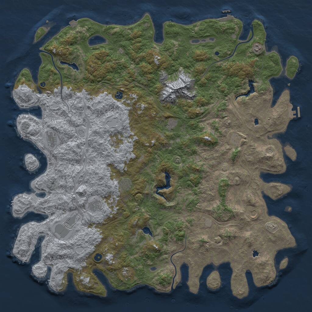 Rust Map: Procedural Map, Size: 6000, Seed: 1199216030, 17 Monuments