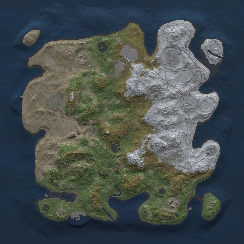 Rust Map: Procedural Map, Size: 3700, Seed: 1989512727, 18 Monuments