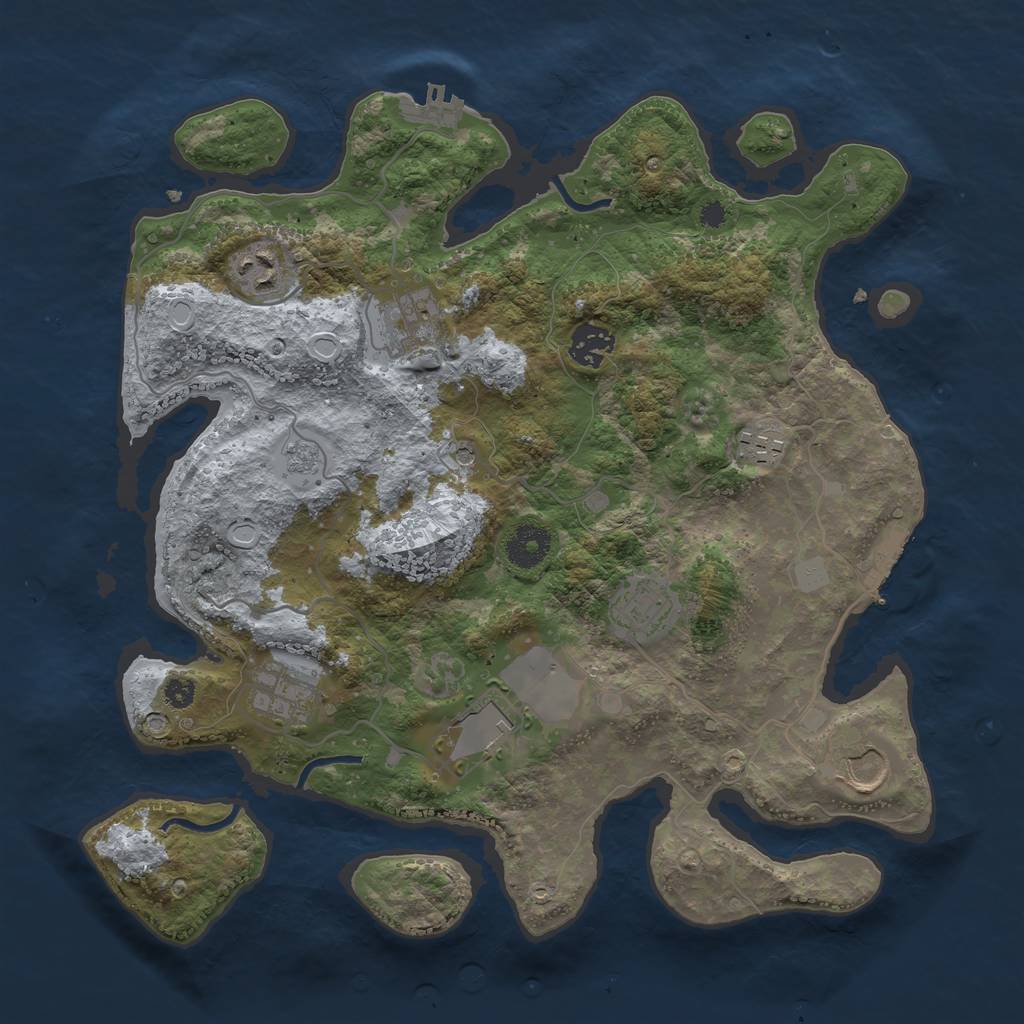Rust Map: Procedural Map, Size: 3500, Seed: 1290, 17 Monuments