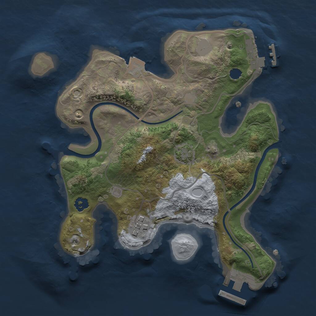 Rust Map: Procedural Map, Size: 2250, Seed: 5191, 5 Monuments