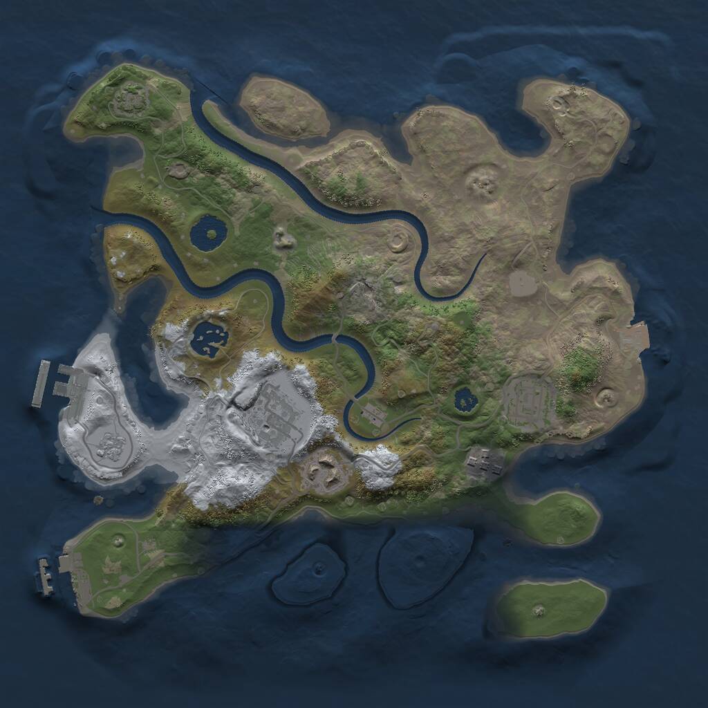 Rust Map: Procedural Map, Size: 3000, Seed: 2453, 10 Monuments