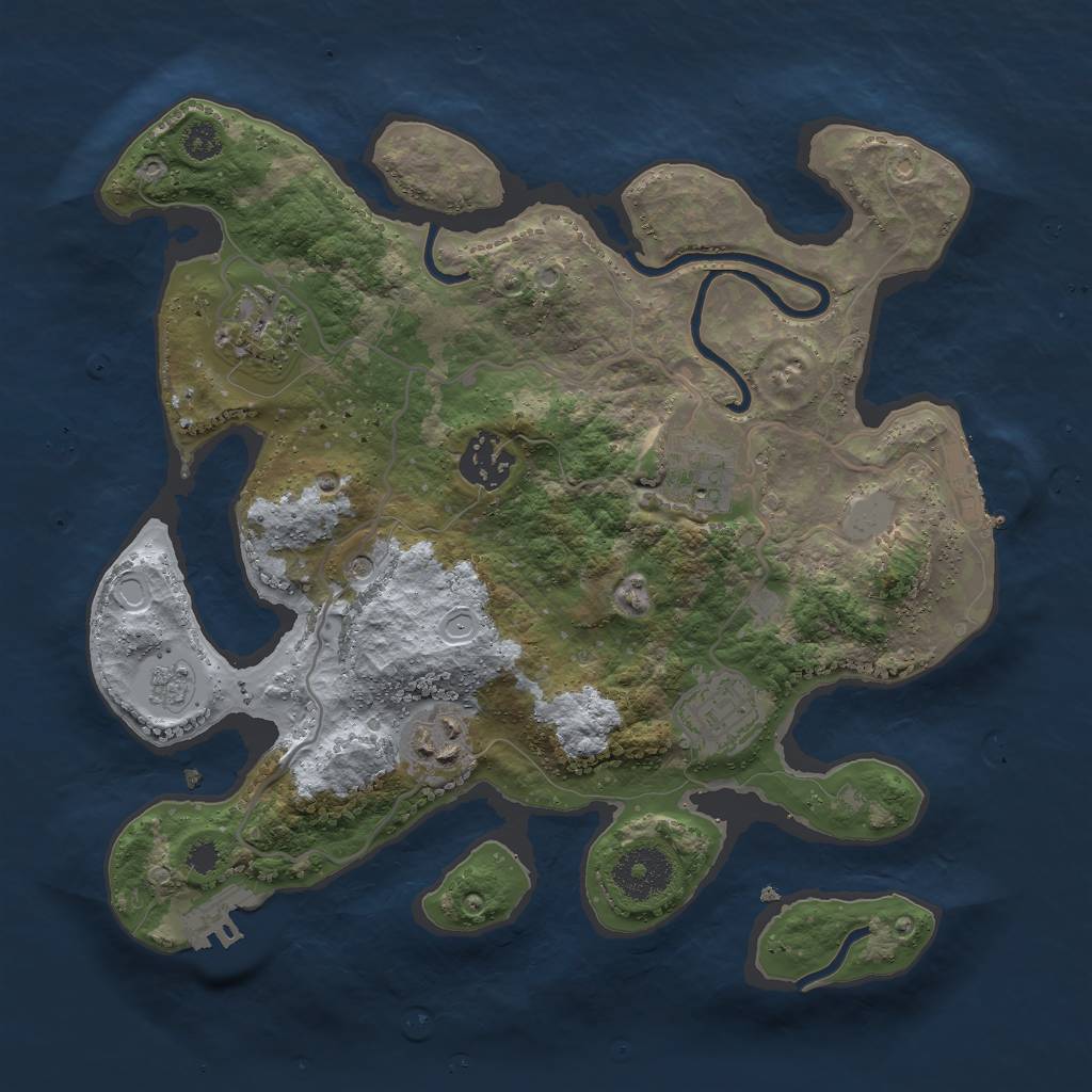 Rust Map: Procedural Map, Size: 3000, Seed: 2453, 14 Monuments