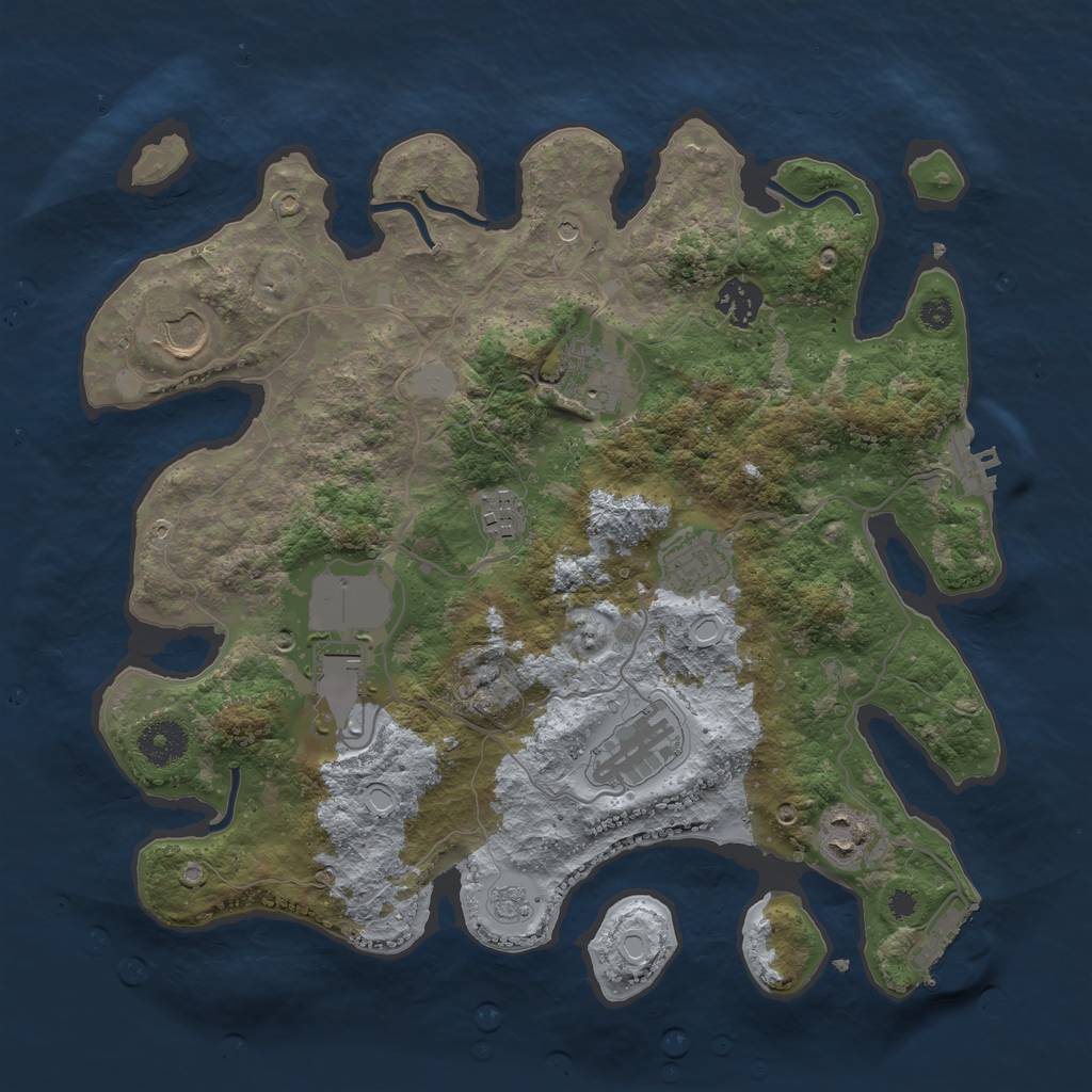 Rust Map: Procedural Map, Size: 3500, Seed: 12472, 17 Monuments
