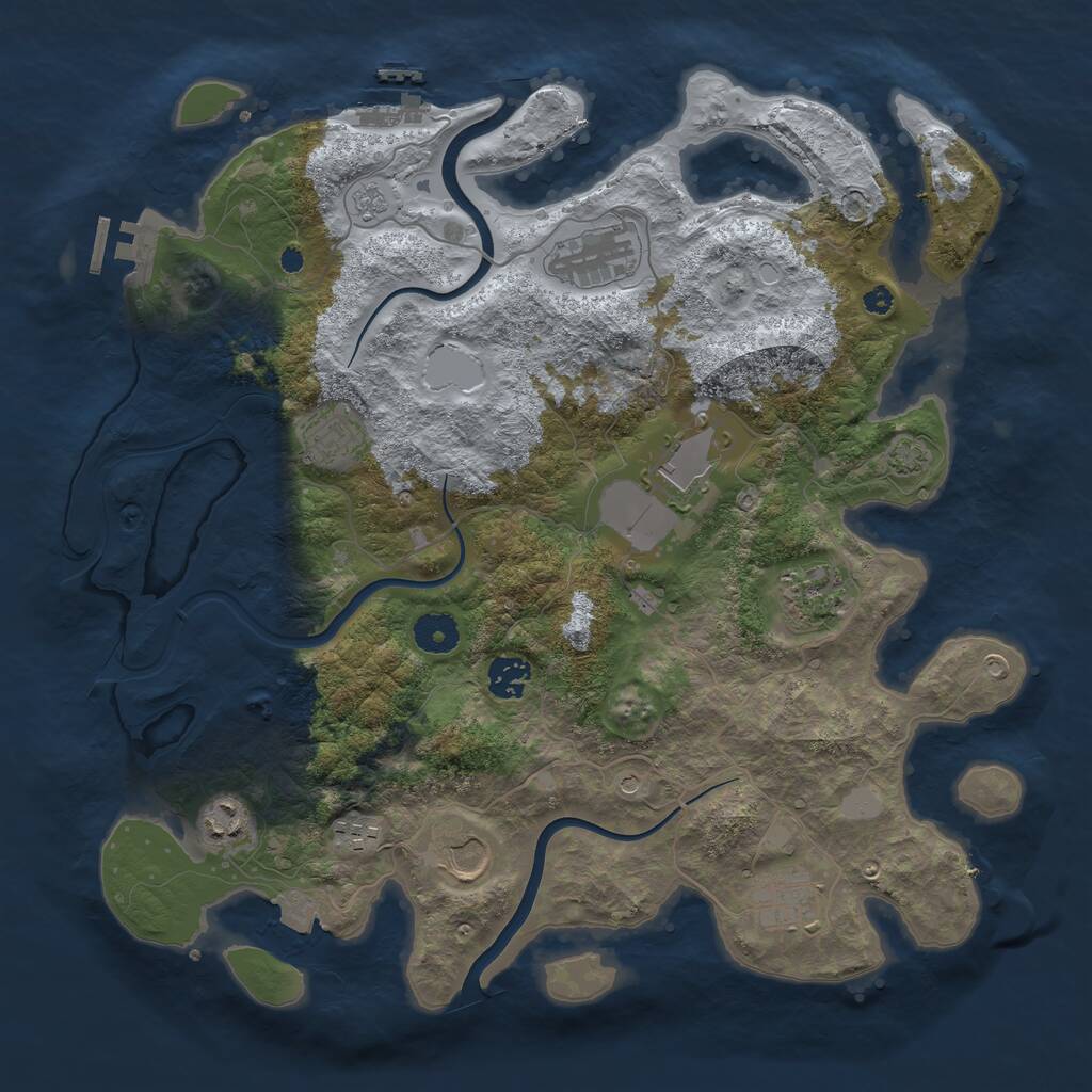 Rust Map: Procedural Map, Size: 3800, Seed: 29252968, 15 Monuments