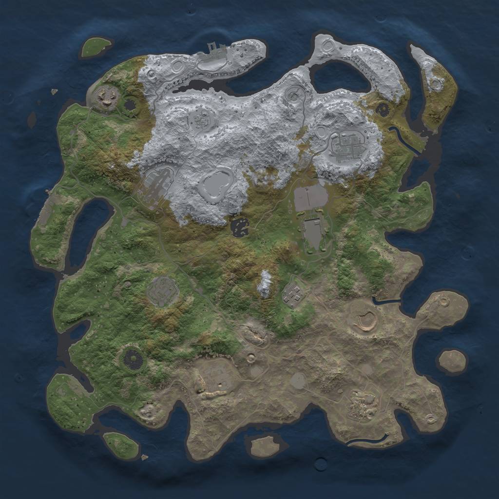 Rust Map: Procedural Map, Size: 3800, Seed: 29252968, 19 Monuments