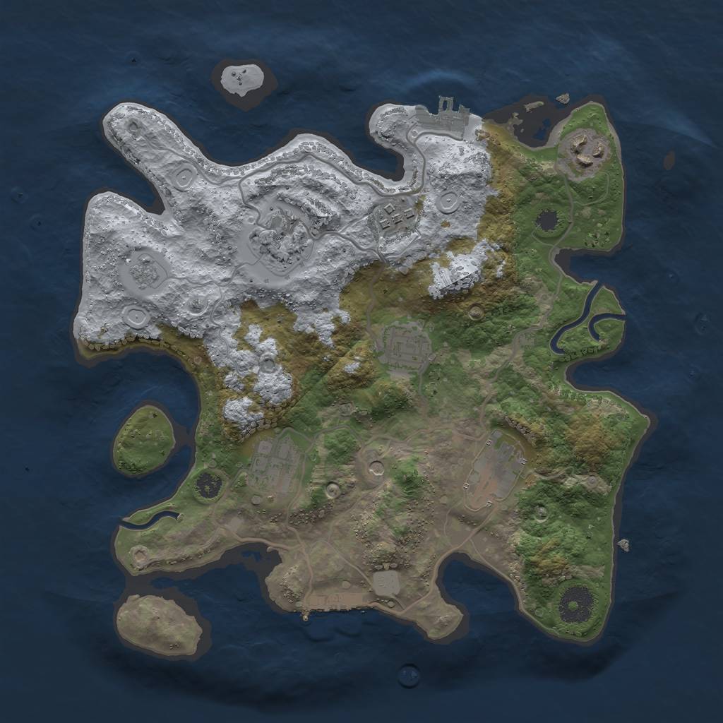 Rust Map: Procedural Map, Size: 3000, Seed: 735262623, 15 Monuments