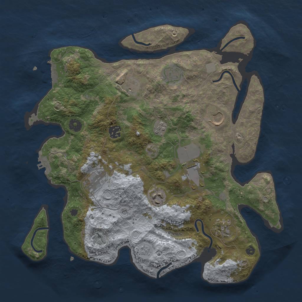 Rust Map: Procedural Map, Size: 3500, Seed: 501343, 18 Monuments
