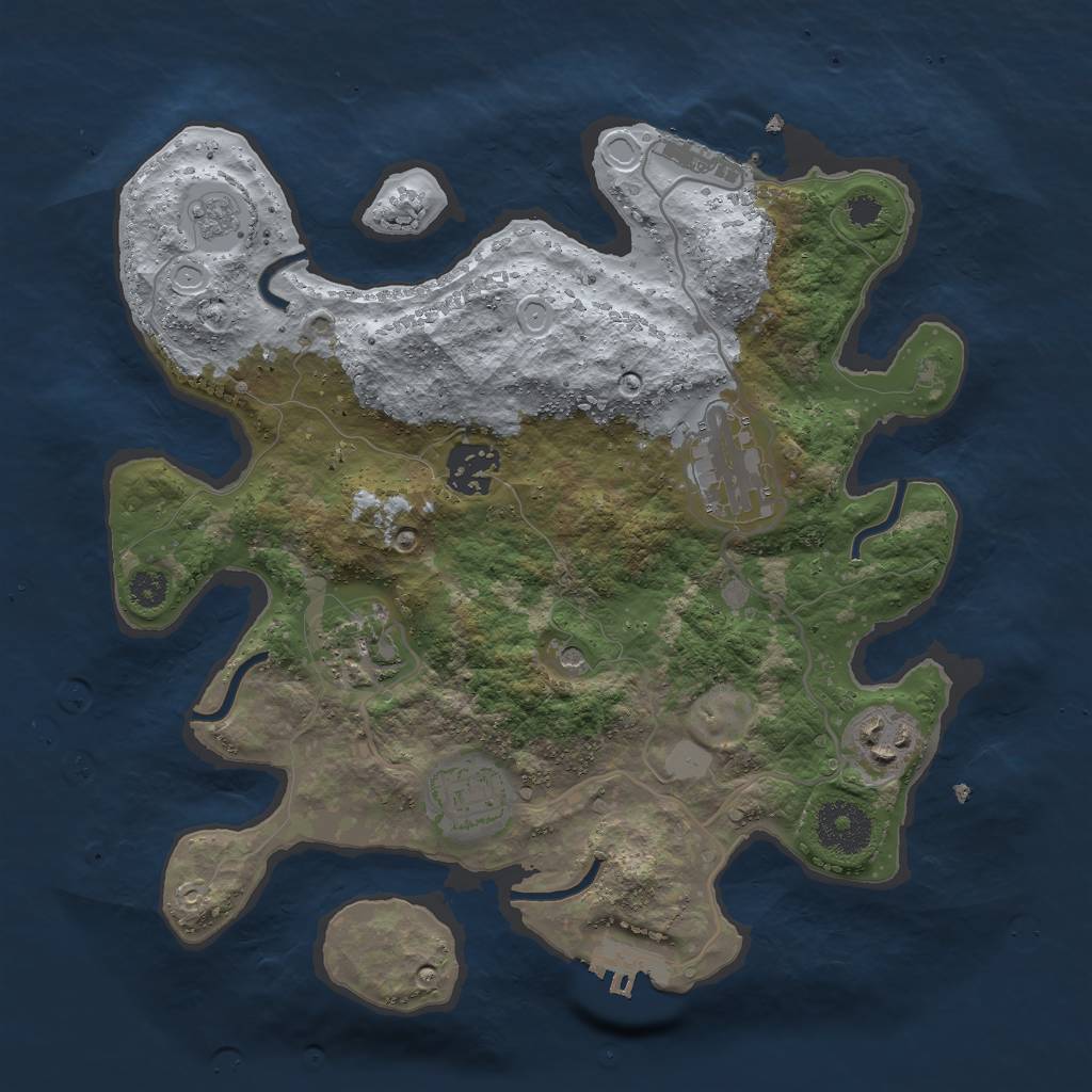 Rust Map: Procedural Map, Size: 3000, Seed: 52431405, 14 Monuments