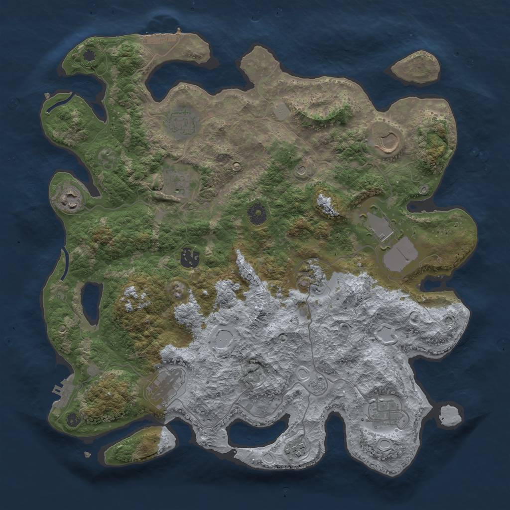 Rust Map: Procedural Map, Size: 3800, Seed: 1890284501, 19 Monuments