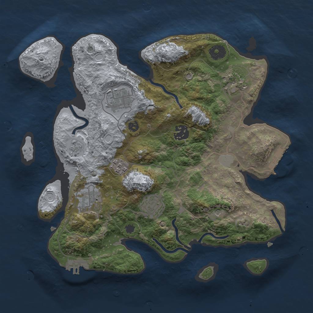 Rust Map: Procedural Map, Size: 3000, Seed: 1579553332, 15 Monuments