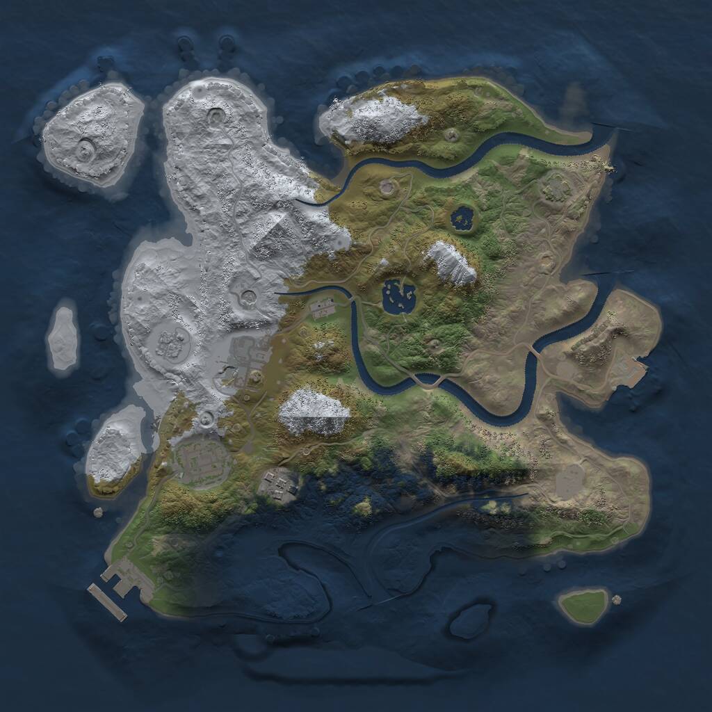 Rust Map: Procedural Map, Size: 3000, Seed: 1579553332, 9 Monuments