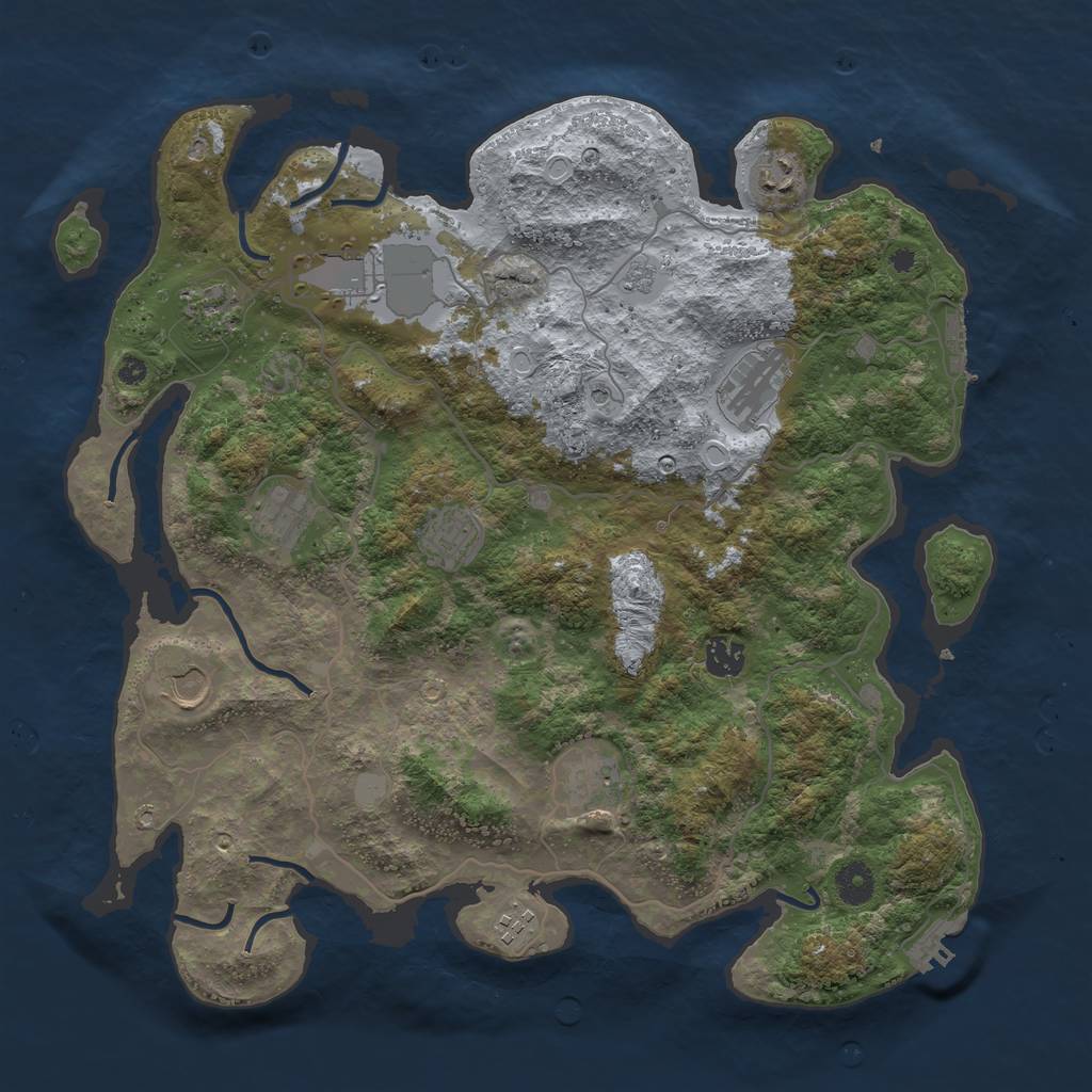Rust Map: Procedural Map, Size: 4000, Seed: 891185826, 19 Monuments