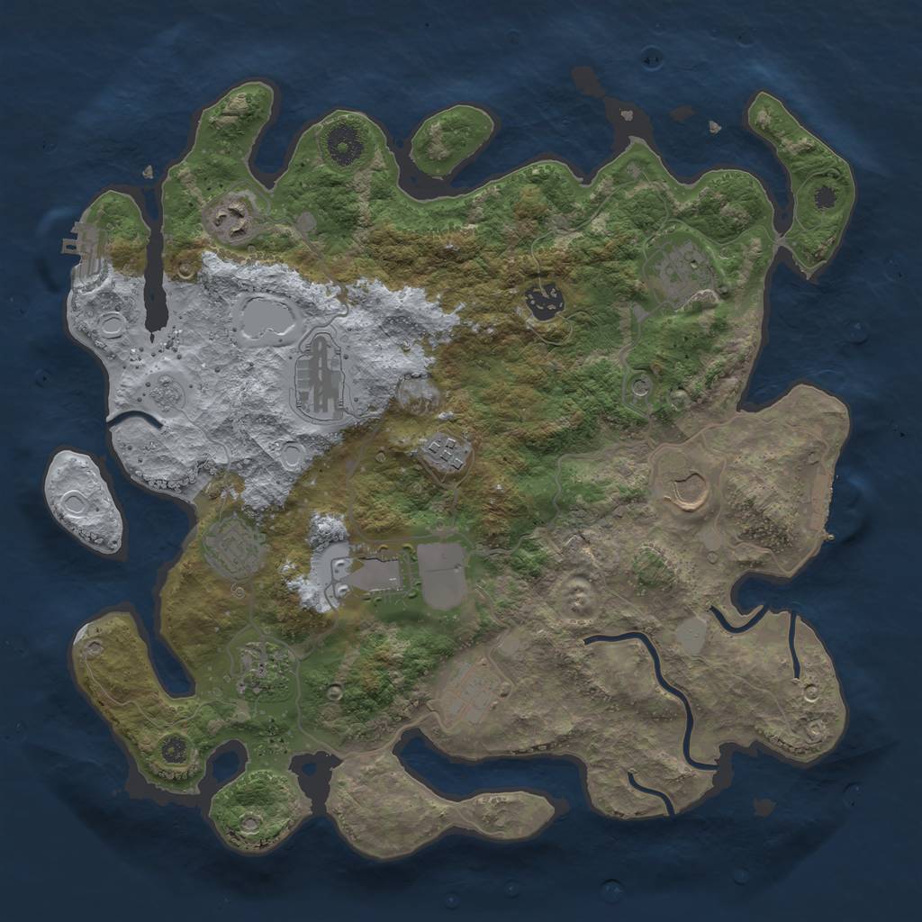 Rust Map: Procedural Map, Size: 3650, Seed: 1234567, 19 Monuments