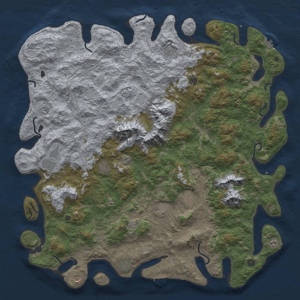 Rust Map: Procedural Map, Size: 6000, Seed: 7710, 20 Monuments
