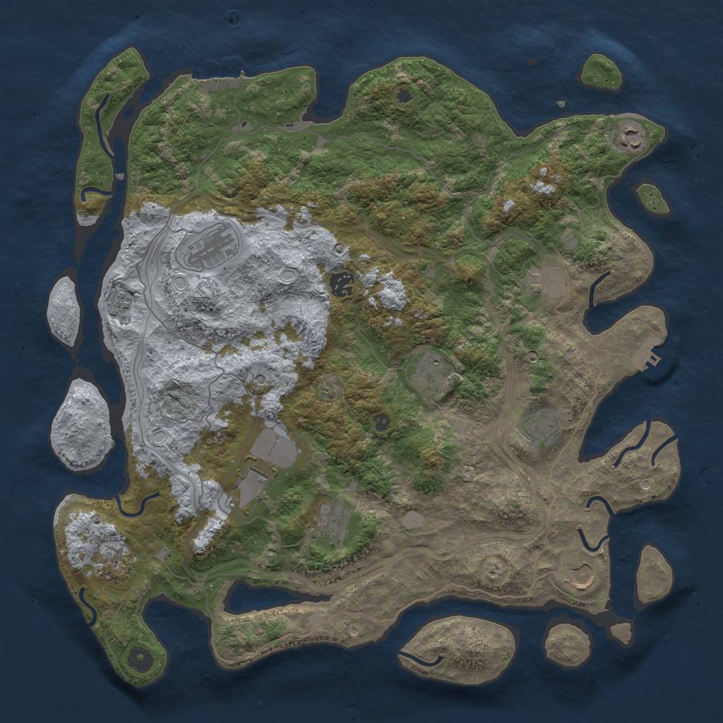 Rust Map: Procedural Map, Size: 4250, Seed: 1100899073, 19 Monuments