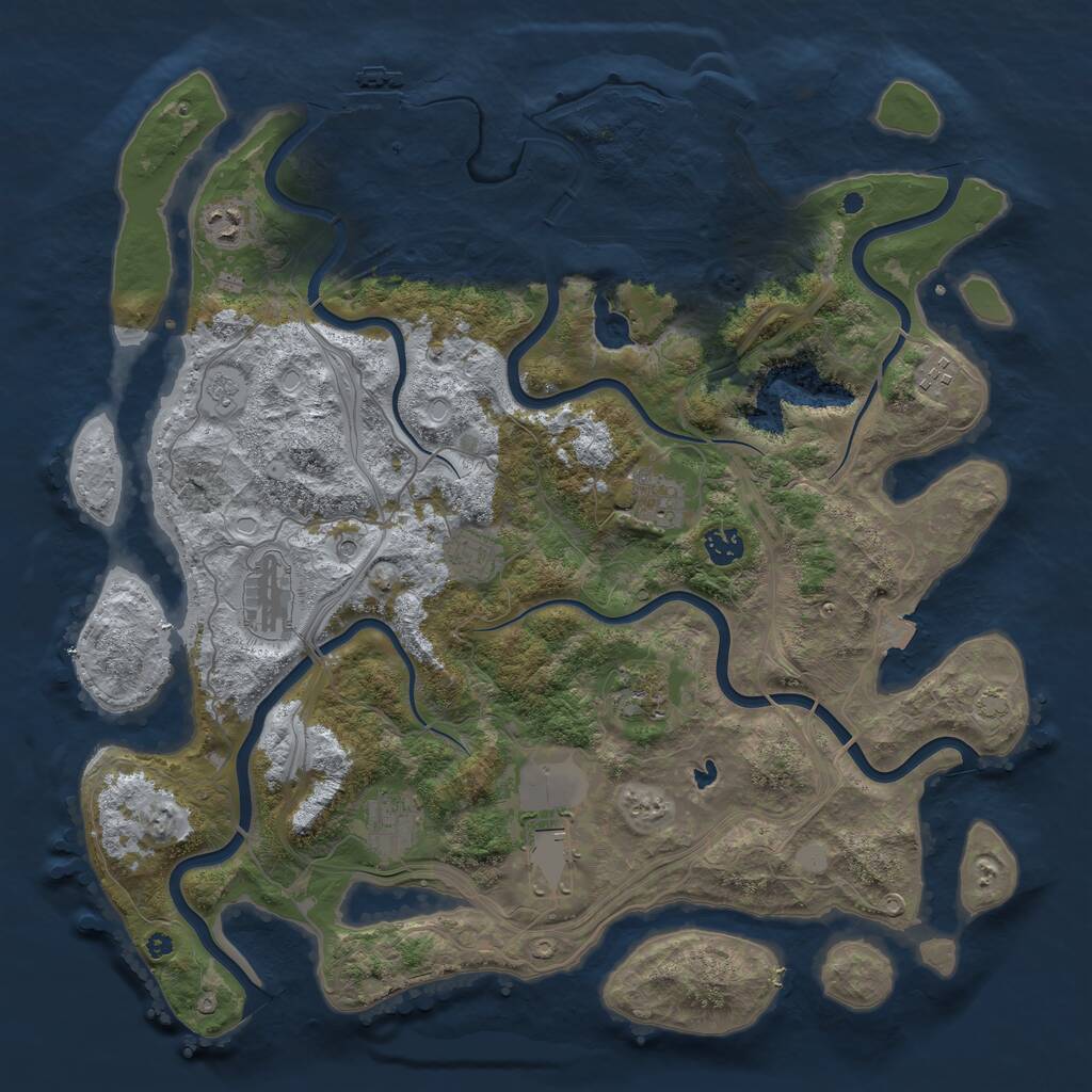 Rust Map: Procedural Map, Size: 4250, Seed: 1100899073, 15 Monuments