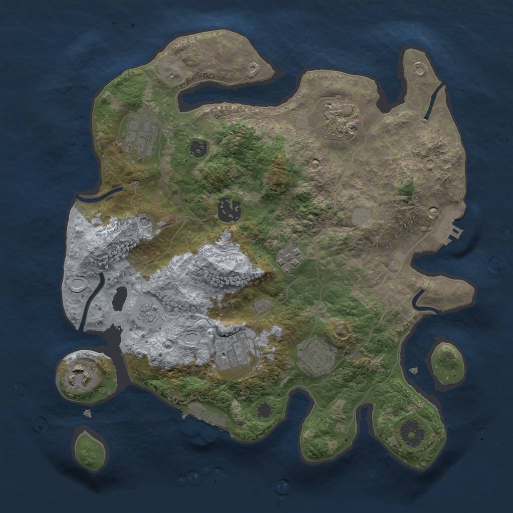 Rust Map: Procedural Map, Size: 3081, Seed: 875948, 16 Monuments
