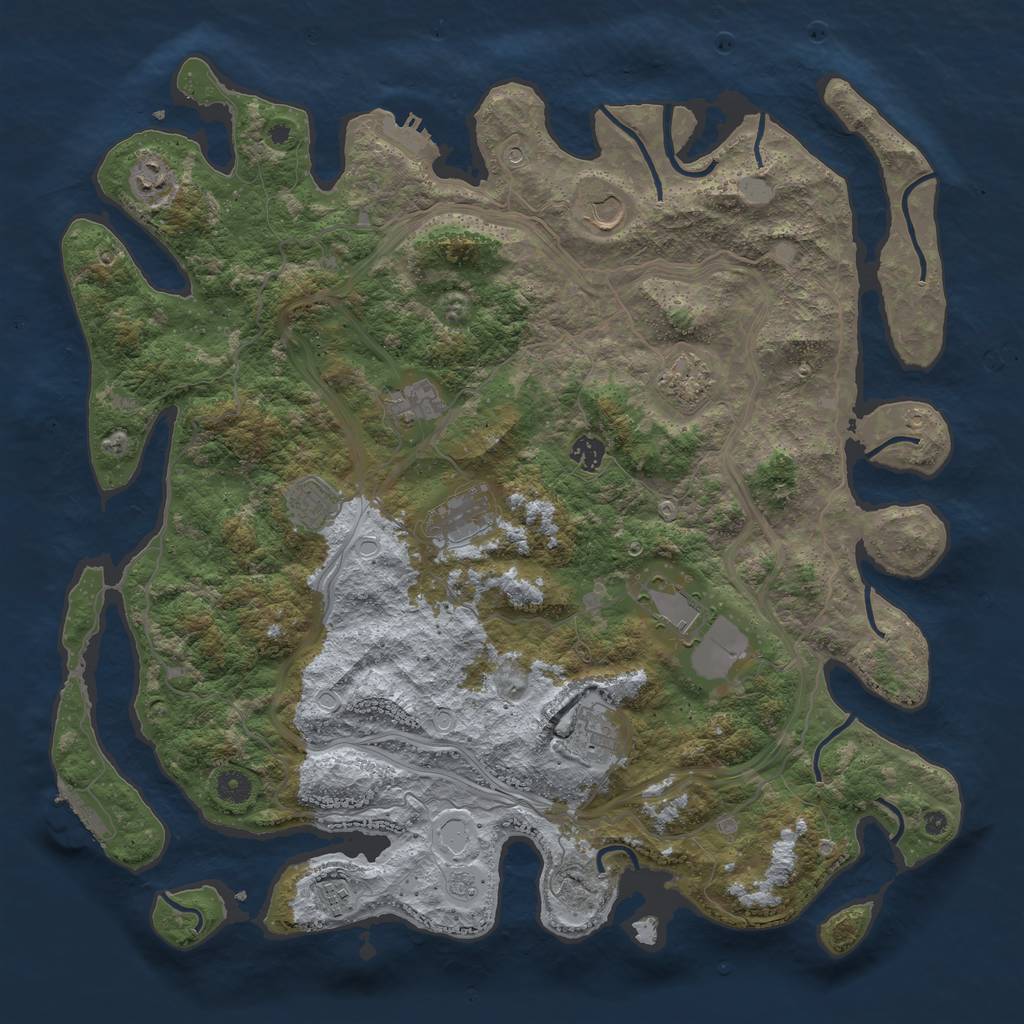 Rust Map: Procedural Map, Size: 4500, Seed: 645231, 19 Monuments