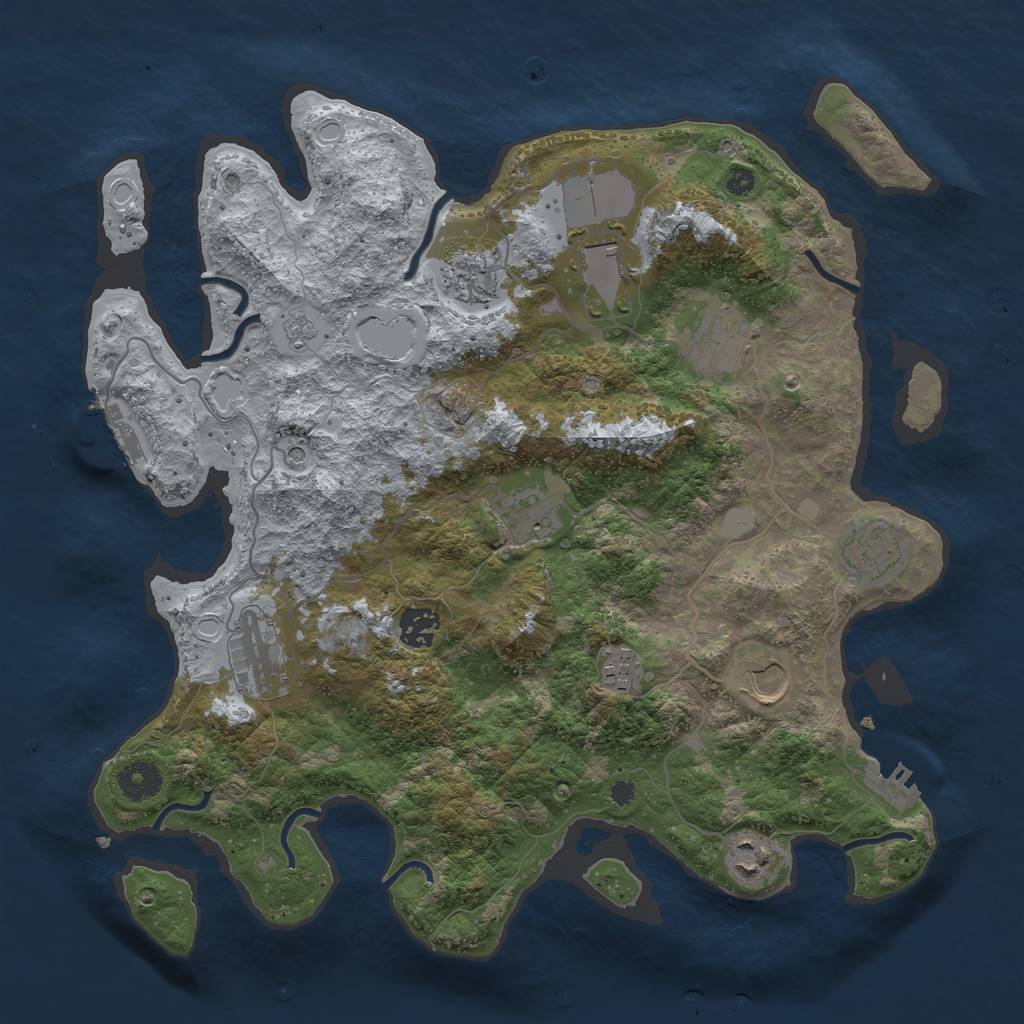 Rust Map: Procedural Map, Size: 3700, Seed: 2025581317, 19 Monuments